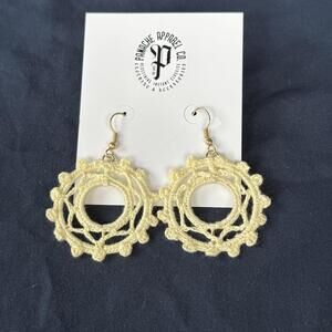 NWT PANACHE CO. Crochet‎ Cream/Ivory Earring Floral Doily Shabby Chic